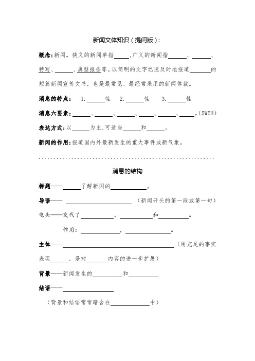 新闻文体常识提问版