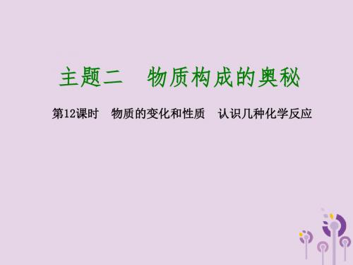 2018届中考化学专题复习第12课时物质的变化和性质认识几种化学反应课件新人教版