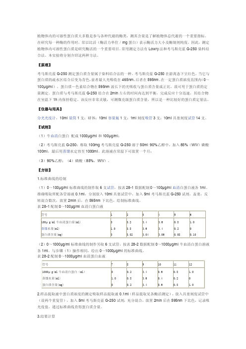 植物蛋白质含量测定（考马斯亮蓝法）