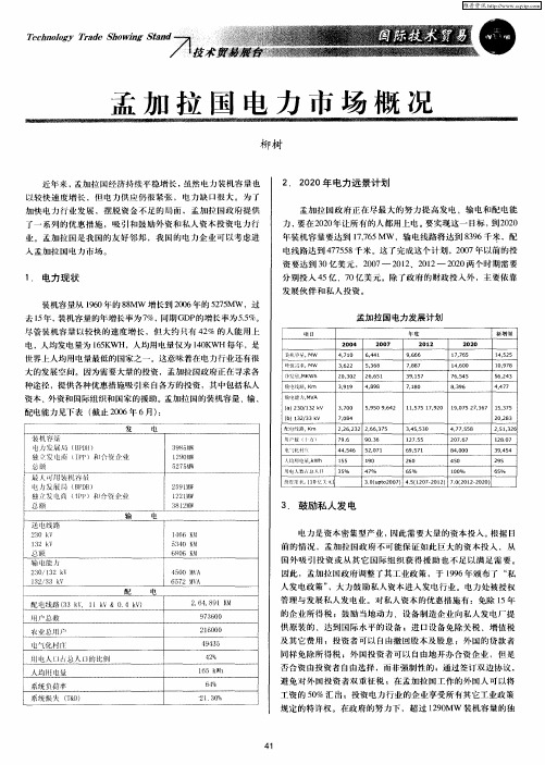 孟加拉国电力市场概况