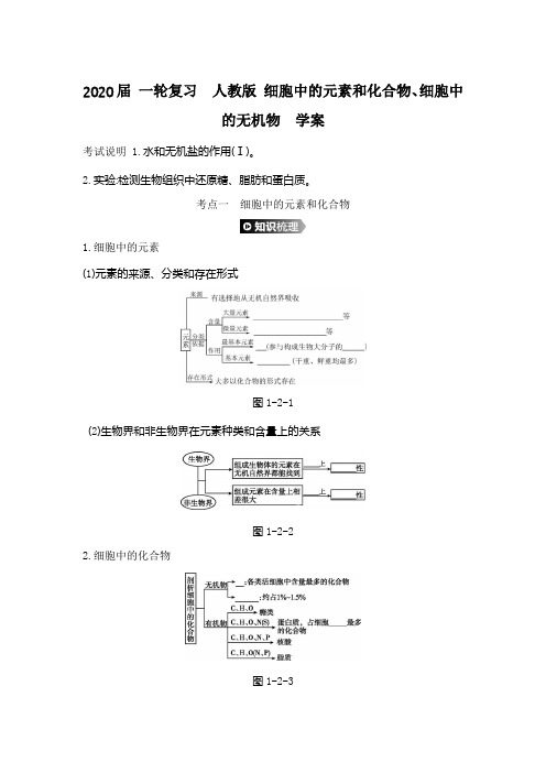 【生物】2020届一轮复习人教版细胞中的元素和化合物、细胞中的无机物学案
