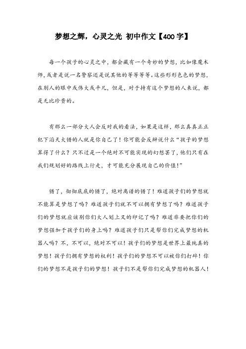 梦想之辉,心灵之光 初中作文【400字】