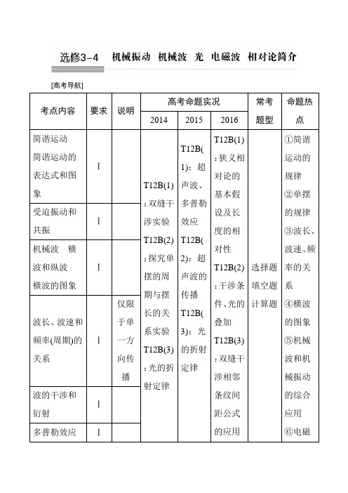 2018年高考物理(江苏专用)总复习教师用书选修3-4