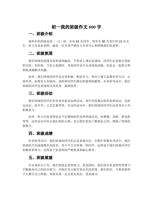 初一我的班级作文600字