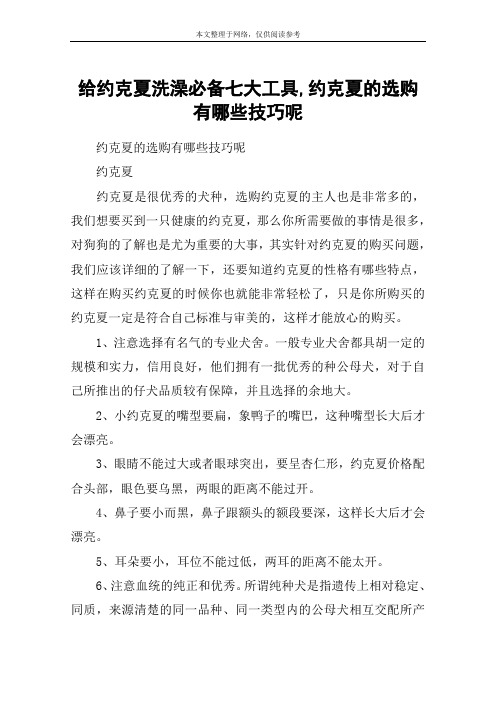 给约克夏洗澡必备七大工具,约克夏的选购有哪些技巧呢