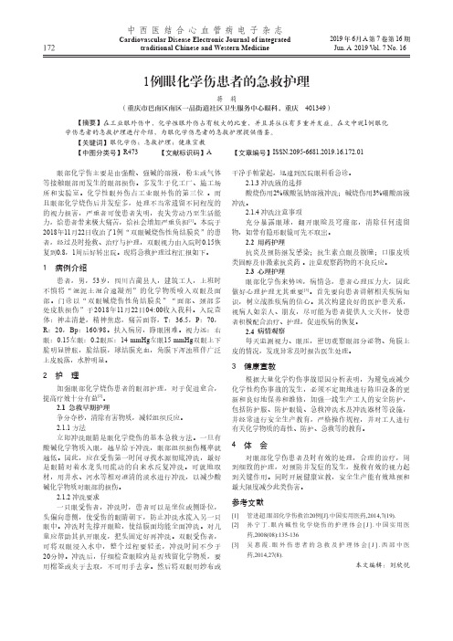 1例眼化学伤患者的急救护理