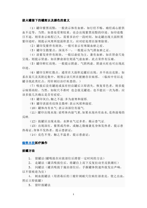拔火罐留下的罐斑以及颜色的意义