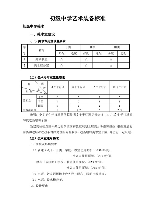 初级中学艺术装备标准