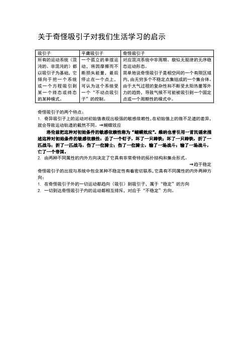 关于奇怪吸引子的特点