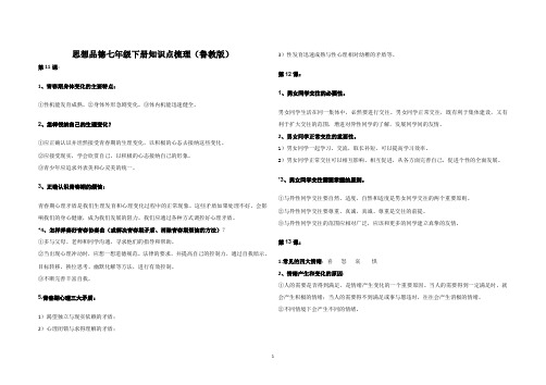 鲁教版思想品德七年级下册复习提纲