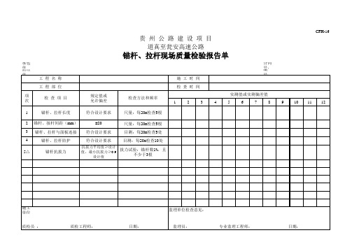 锚杆、拉杆现场质量检验报告单
