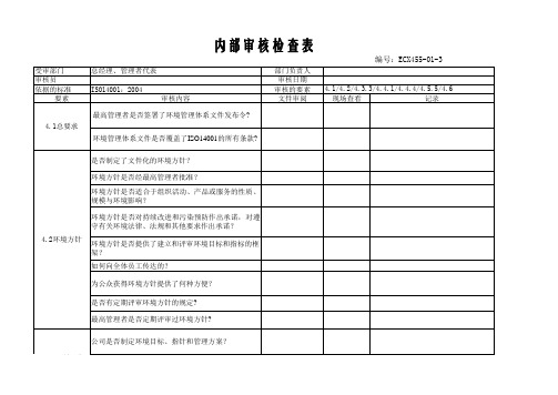 环境内审检查表
