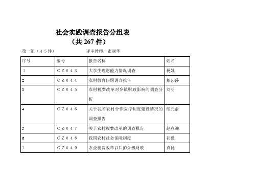 社会实践调查报告分组表