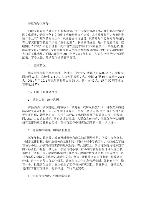 最新扫盲工作汇报材料
