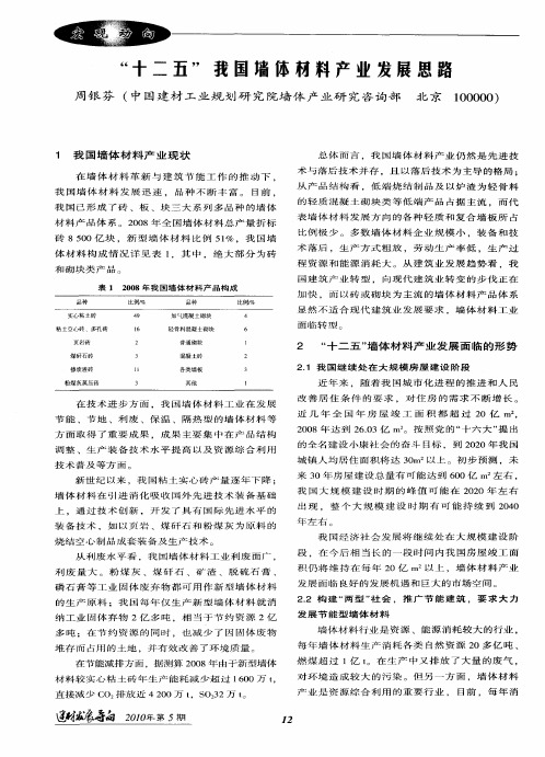 “十二五”我国墙体材料产业发展思路