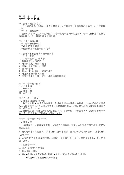 会计从业资格考试基础重点整理