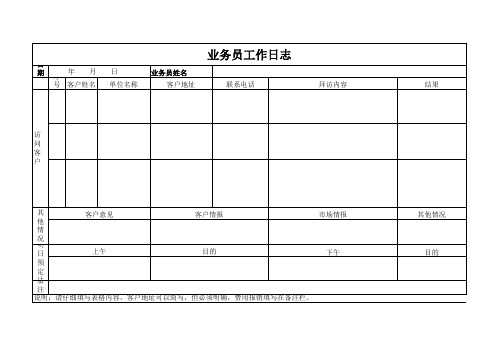 业务员工作日志报表模板