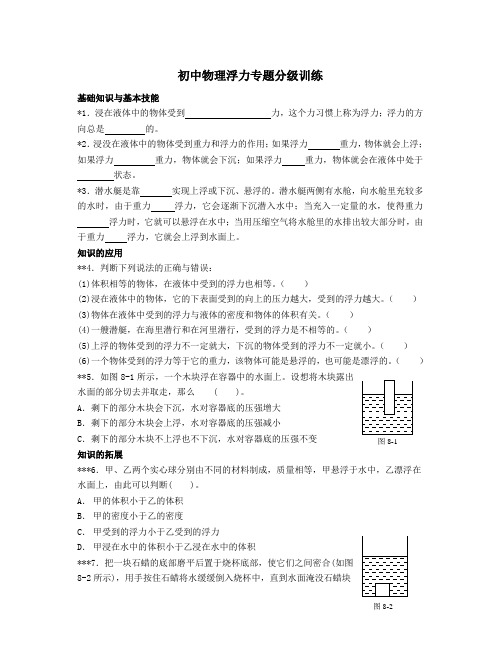 初中物理浮力专题分级训练