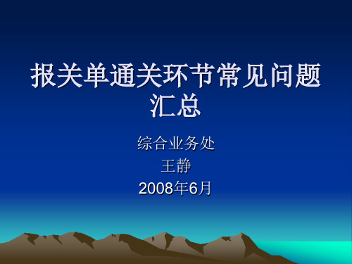 报关单通关环节常见问题汇总(王静)