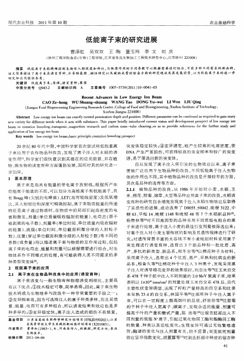 低能离子束的研究进展