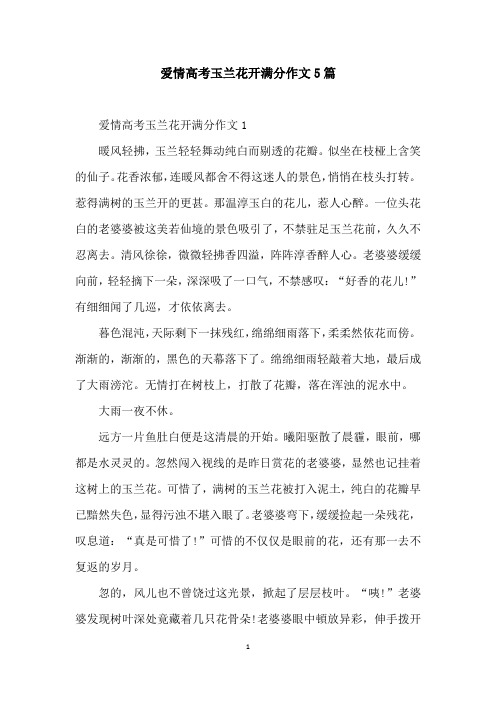 爱情高考玉兰花开满分作文5篇