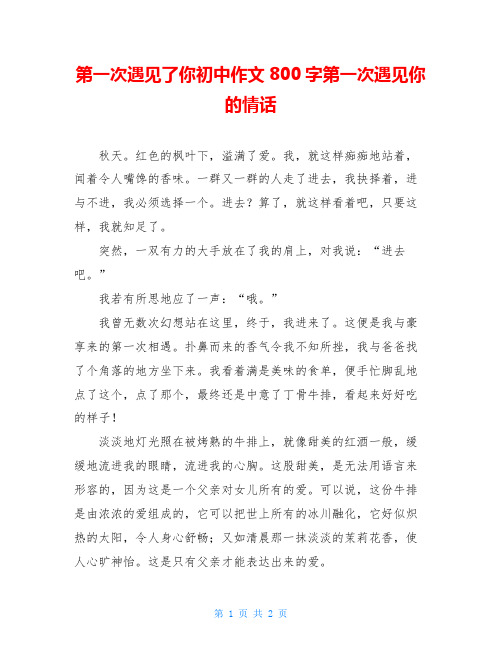 第一次遇见了你初中作文800字第一次遇见你的情话