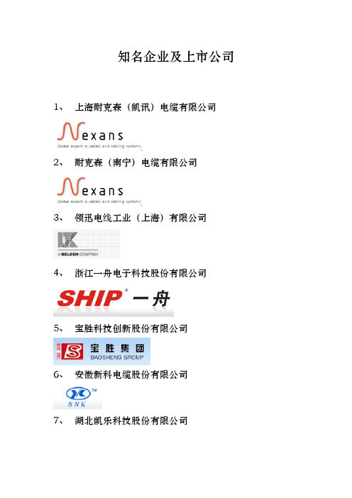 知名企业及上市公司