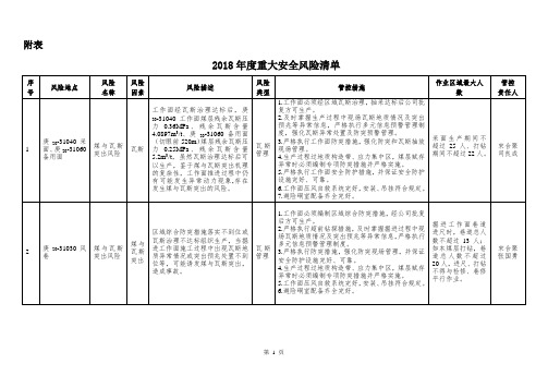 2018年度重大安全风险清单 (1)