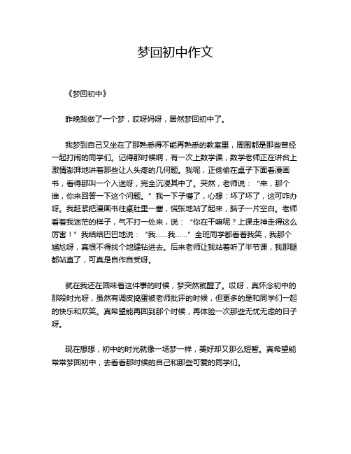 梦回初中作文