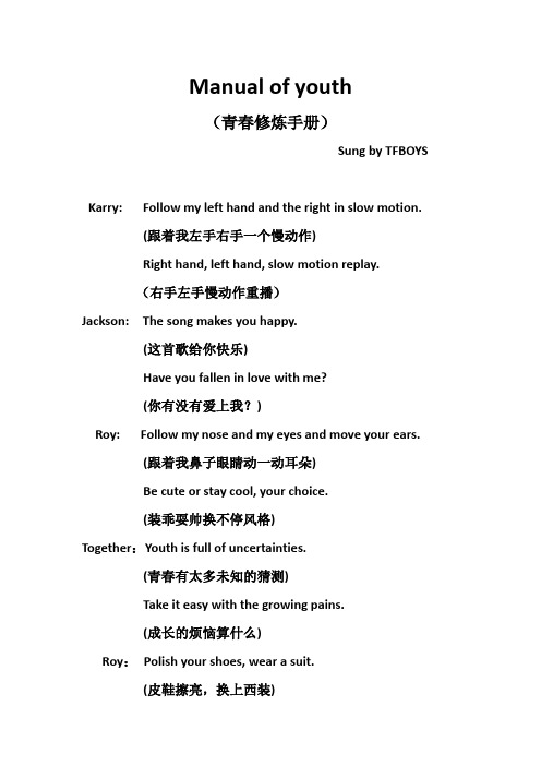 青春修炼手册(歌词英文翻译版) (1)