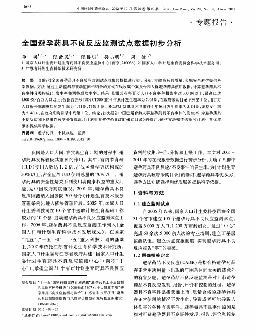 全国避孕药具不良反应监测试点数据初步分析
