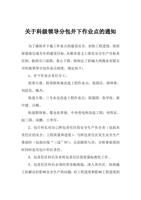矿级领导分包作业点制度1