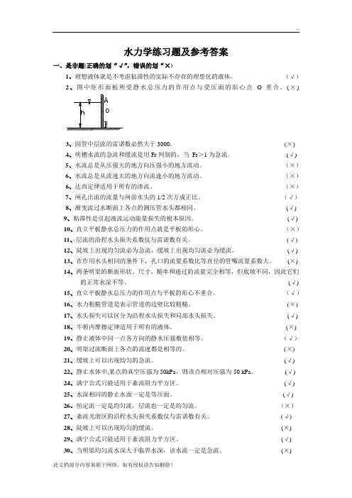 水力学典型复习题及答案详解