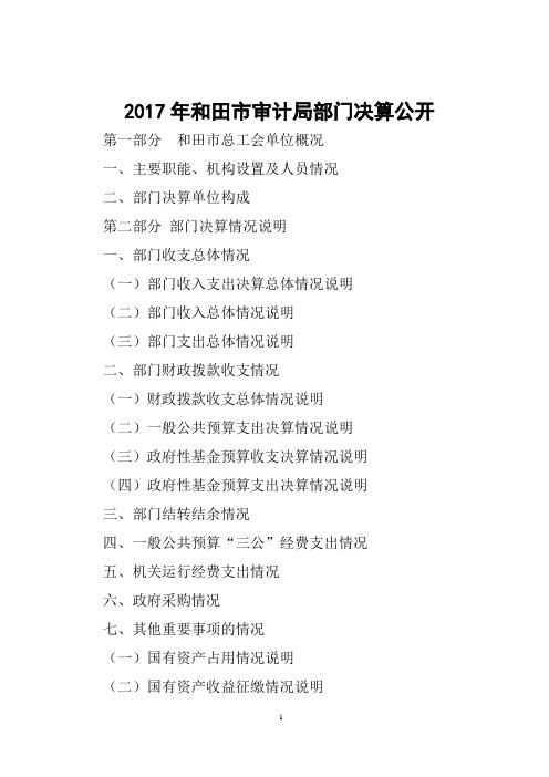 2017年和田市审计局部门决算公开