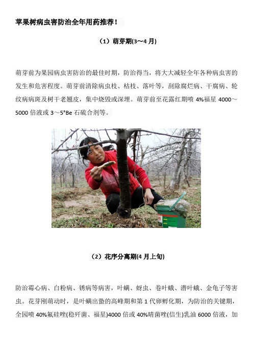 苹果树病虫害防治全年用药推荐
