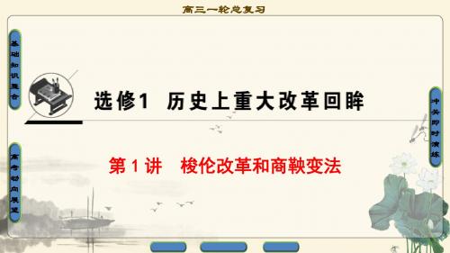 2018届高三历史一轮复习(江苏专用)课件 选修1 第1讲 梭伦改革和商鞅变法