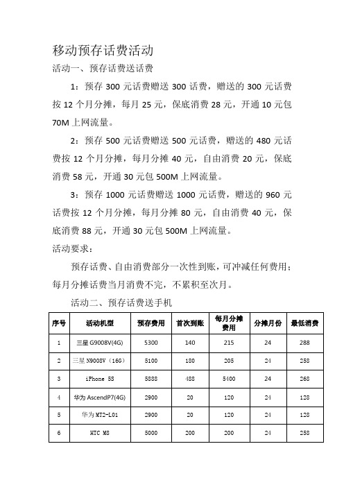移动送话费优惠活动