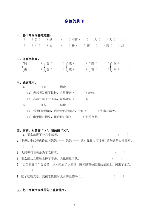 【精校】六年级上册语文同步练习-24金色的脚印(有答案) 新统编教材(部编版).doc