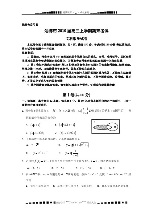 山东省淄博市2010届高三上学期期末考试(数学文)