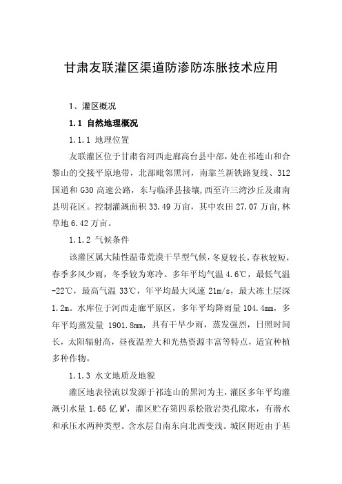 甘肃友联灌区渠道防渗防冻胀技术应用