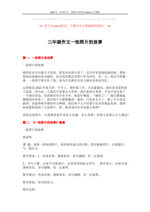 2019年三年级作文一张照片的故事-word范文模板 (4页)