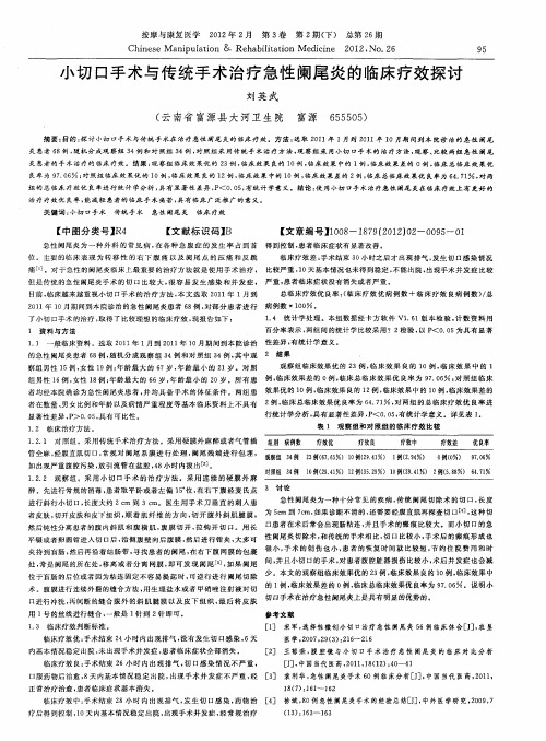 小切口手术与传统手术治疗急性阑尾炎的临床疗效探讨