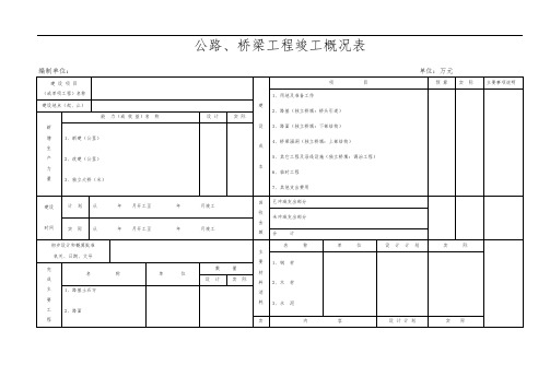 公路、桥梁工程竣工概况表