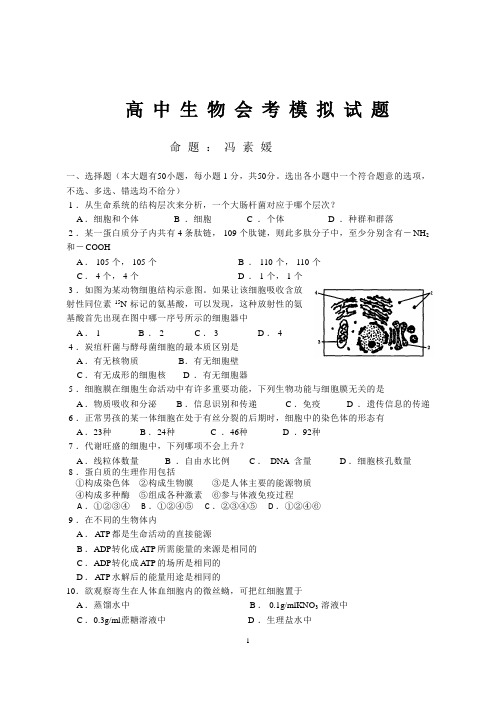 高中生物会考模拟试题