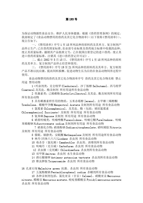 兽药禁用类药品