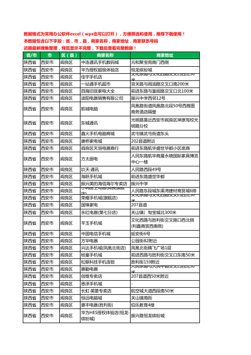 2020新版陕西省西安市阎良区数码商城工商企业公司商家名录名单联系电话号码地址大全44家