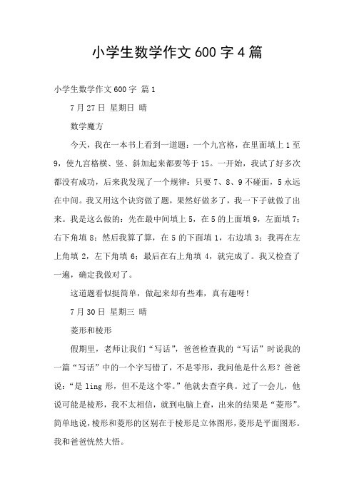 小学生数学作文600字4篇