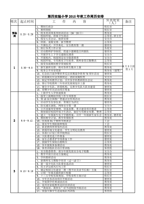 2015秋学校工作周历