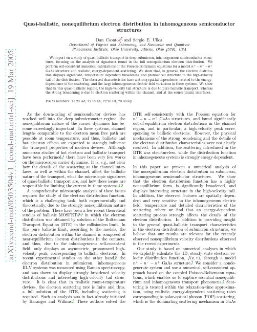 Quasi-ballistic, nonequilibrium electron distribution in inhomogeneous semiconductor struct