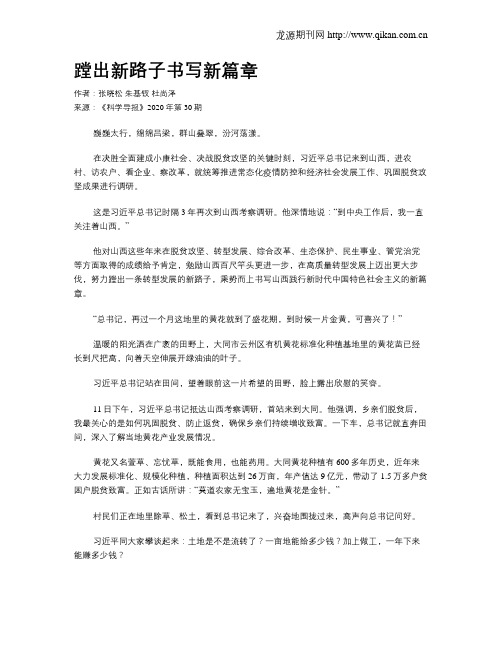 蹚出新路子书写新篇章